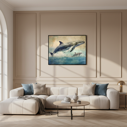 Painting whale dolphin water