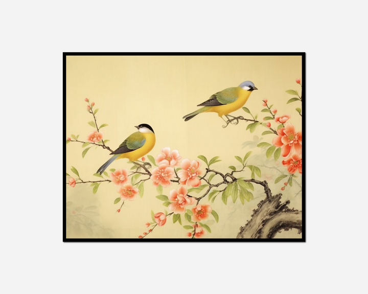 two birds sitting branch tree