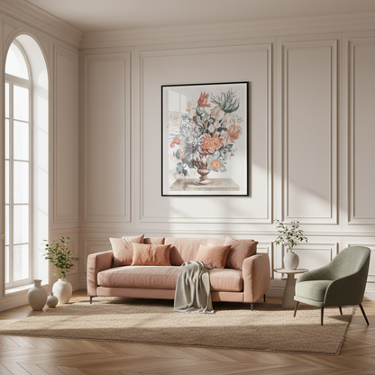 Painting flowers vase table