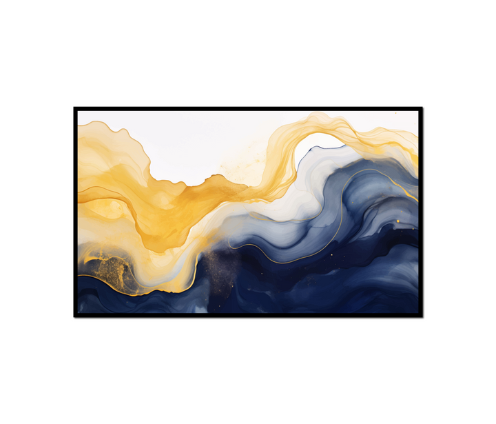 painting yellow blue wave white