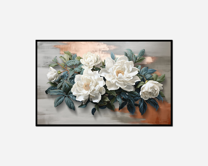 painting white flowers table