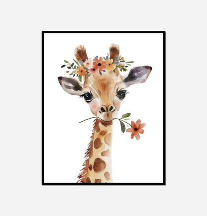 Giraffe flower crown its head