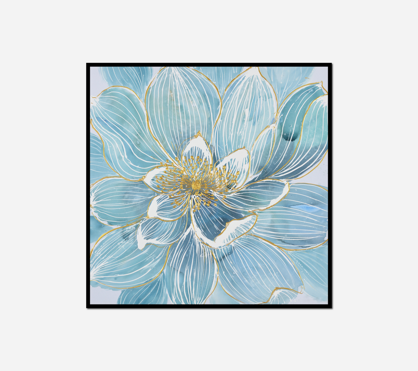 painting blue flower gold accents