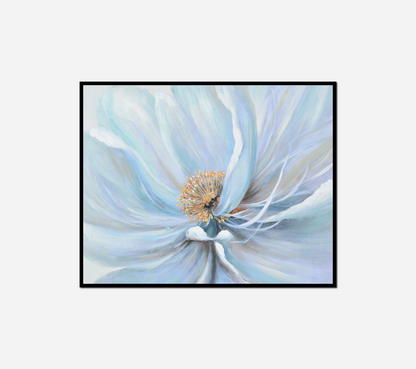 Painting white flower blue center