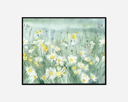 painting field daisies butterfly