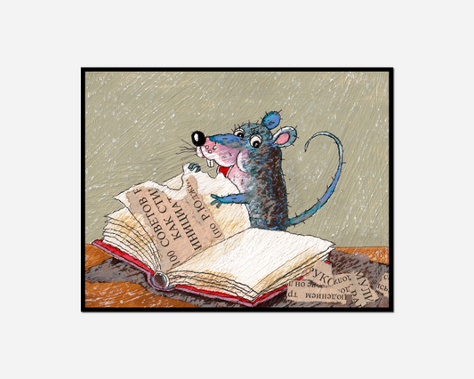 mouse reading book