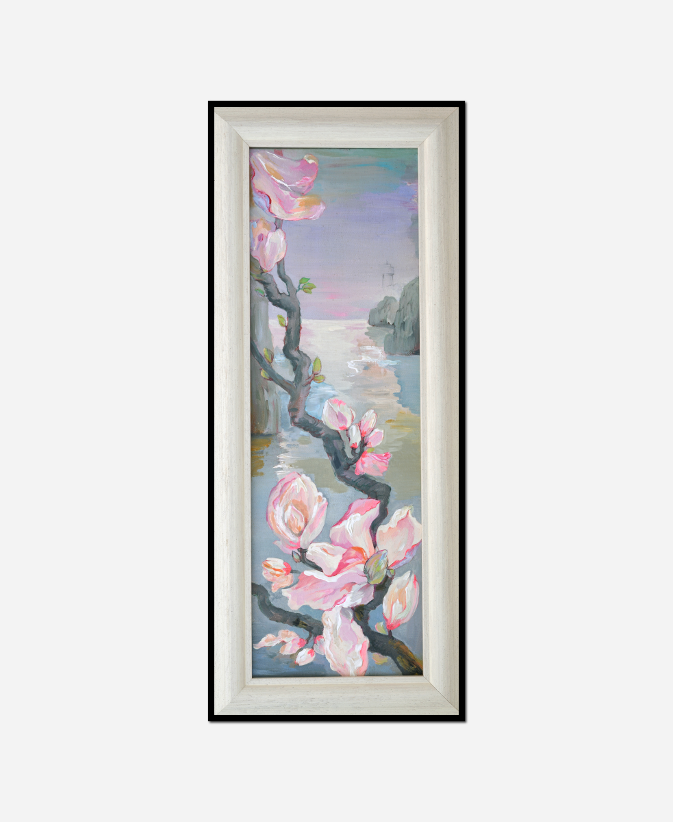 painting pink flower bird