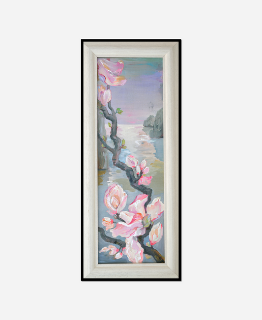 painting pink flower bird