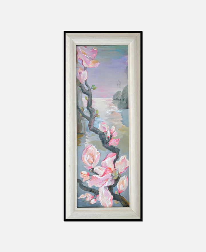 painting pink flower bird