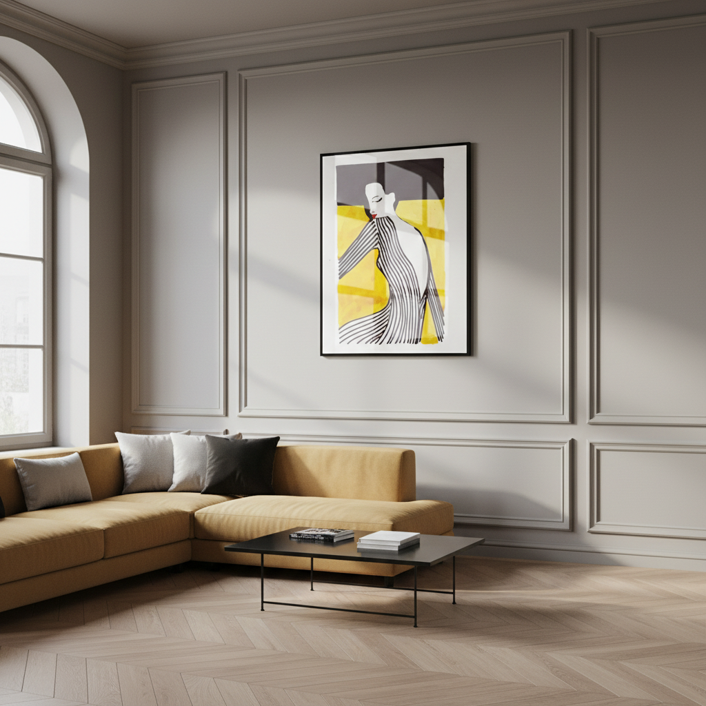 Close painting woman yellow