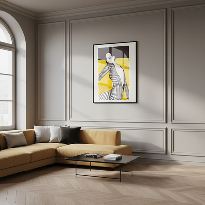 Close painting woman yellow