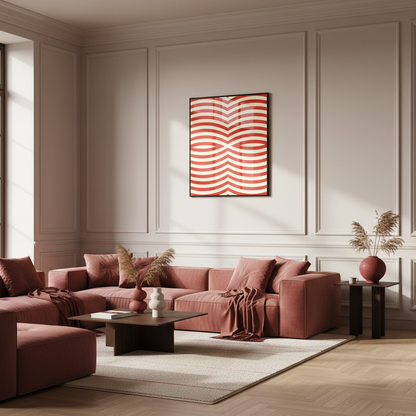 Close red white striped pattern white