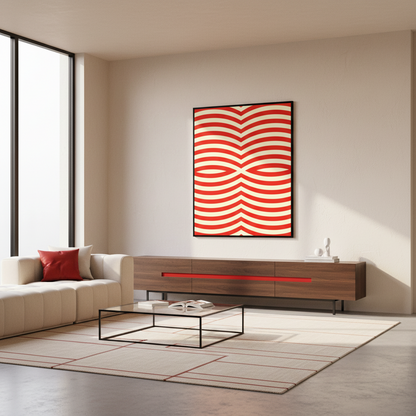Close red white striped pattern white