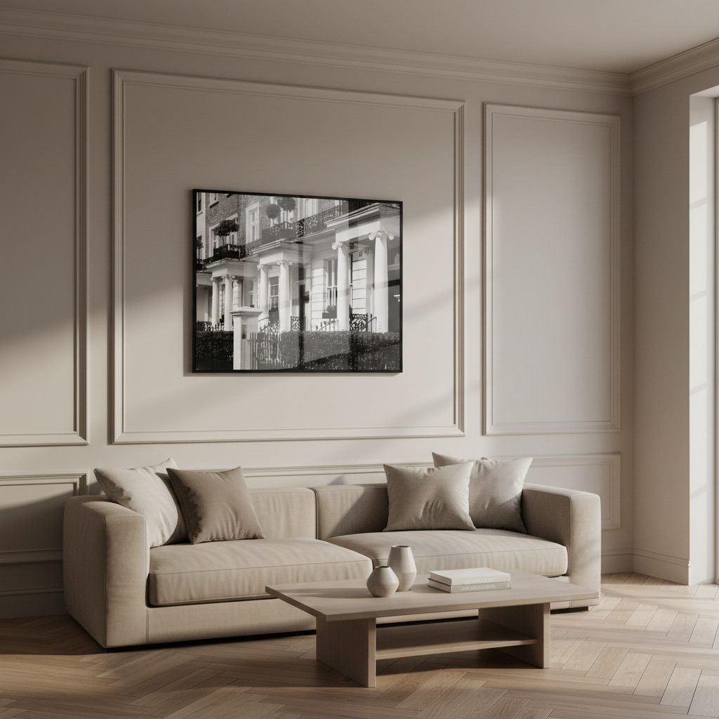 Black white row houses