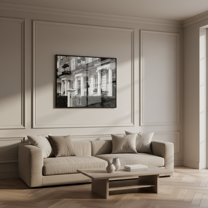 Black white row houses