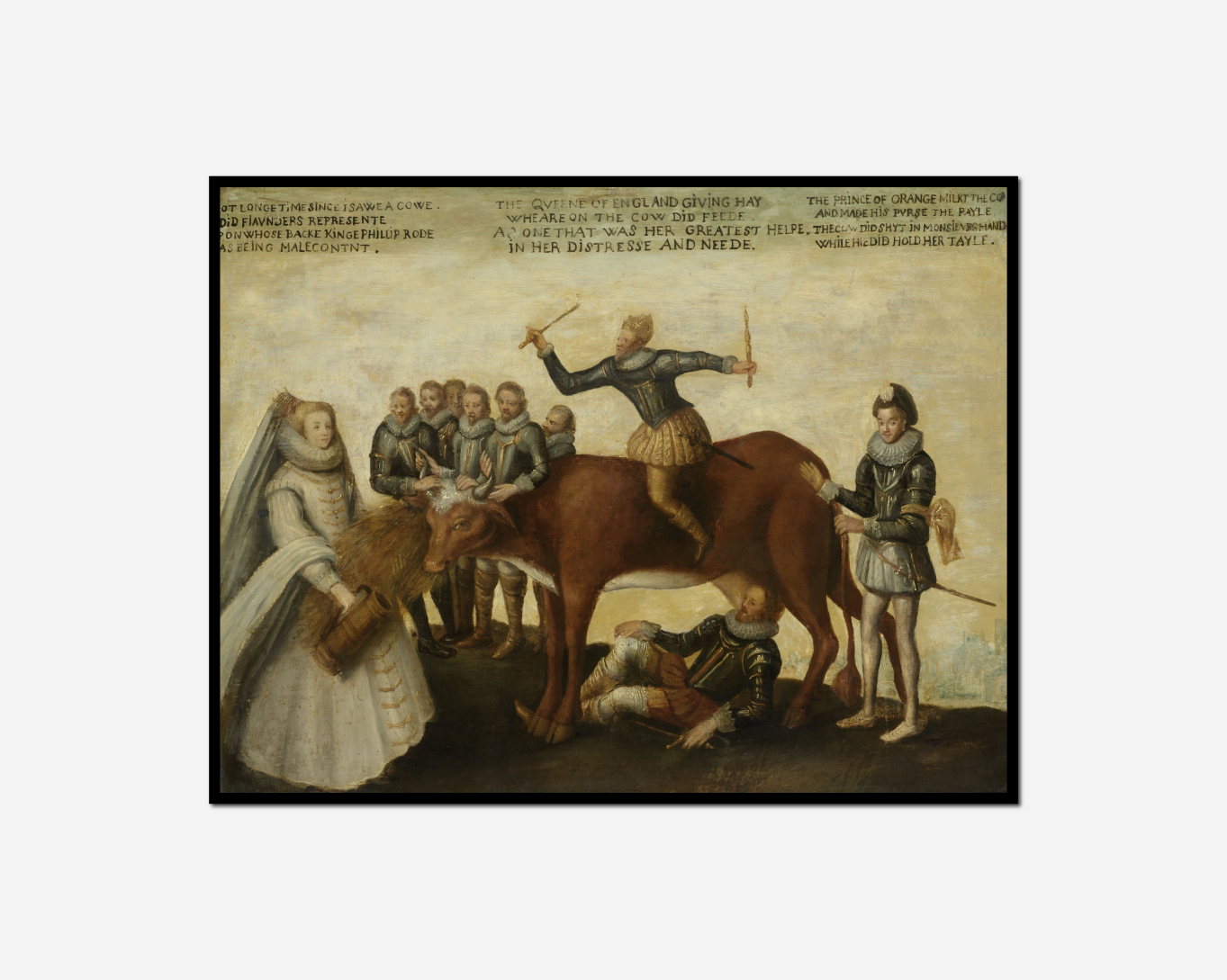 painting man horse being led by woman