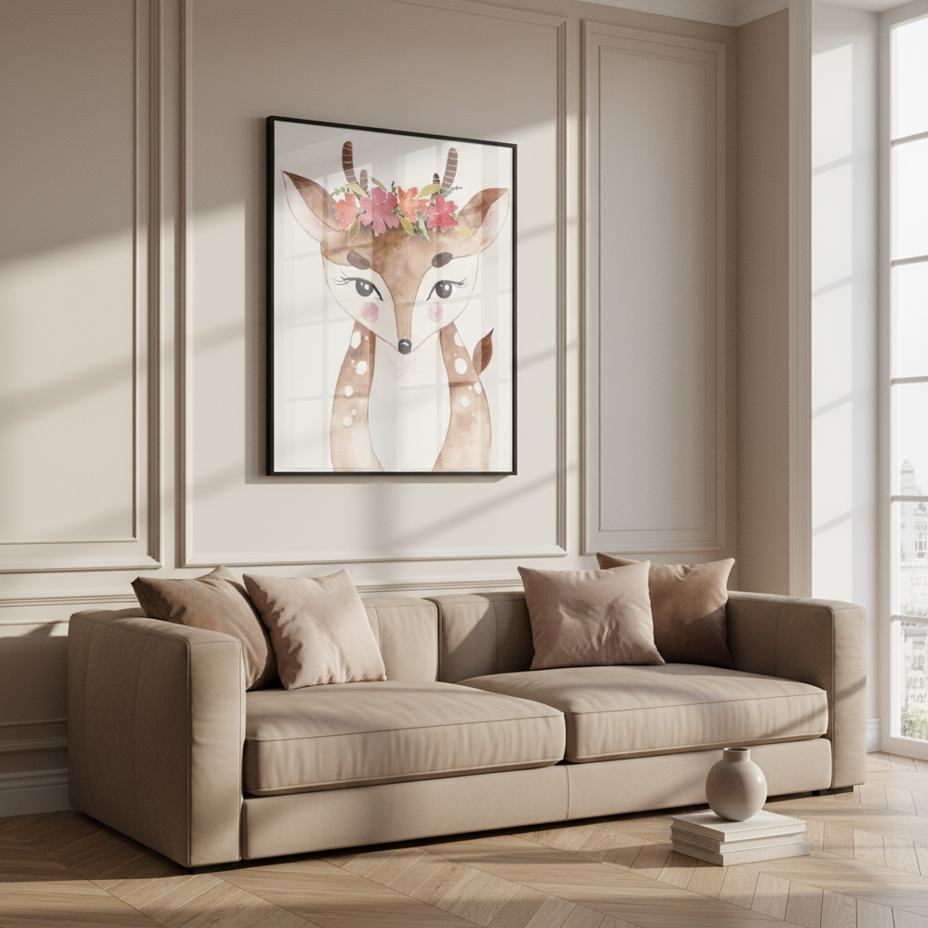Close deer flower crown its head