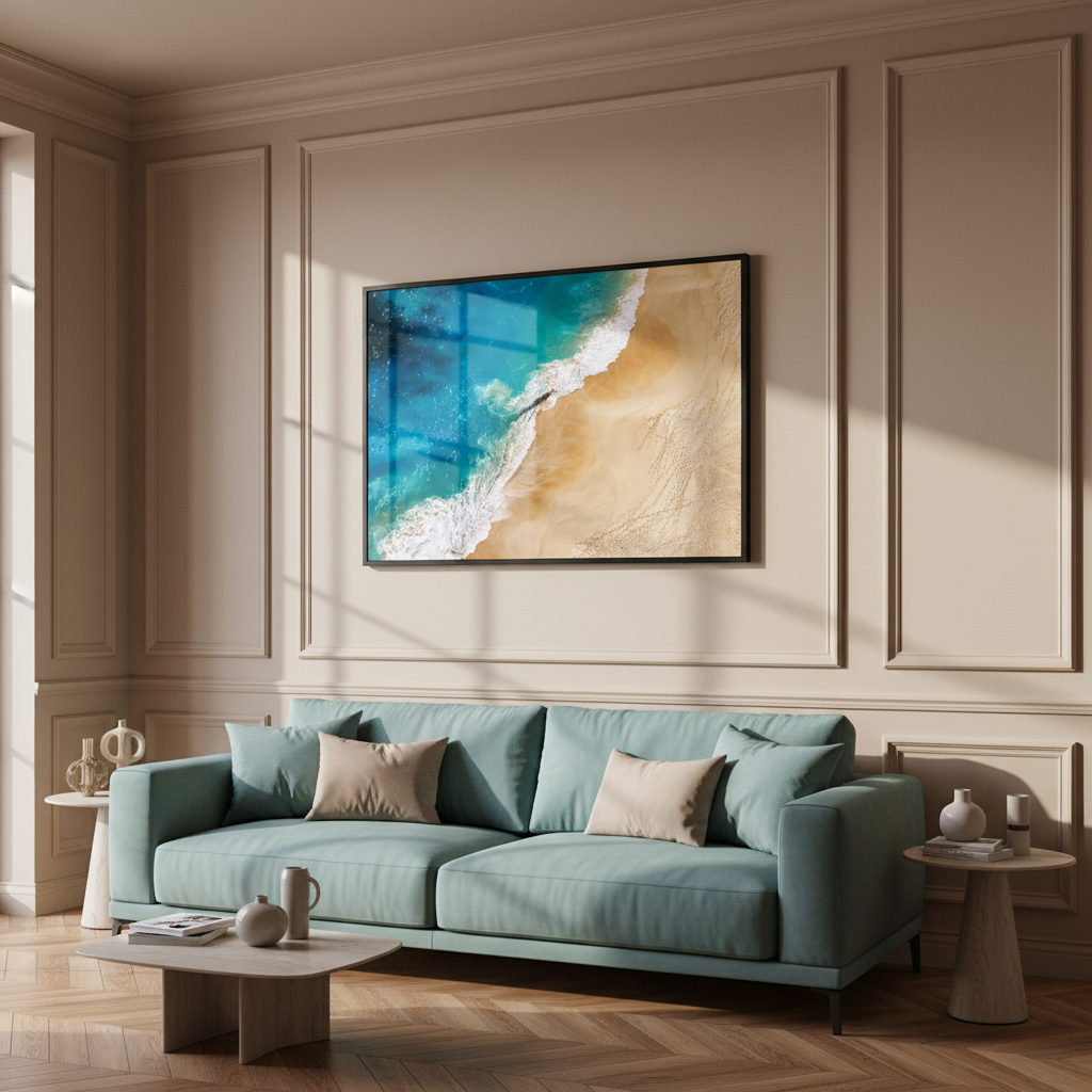 Beach blue ocean sandy shore