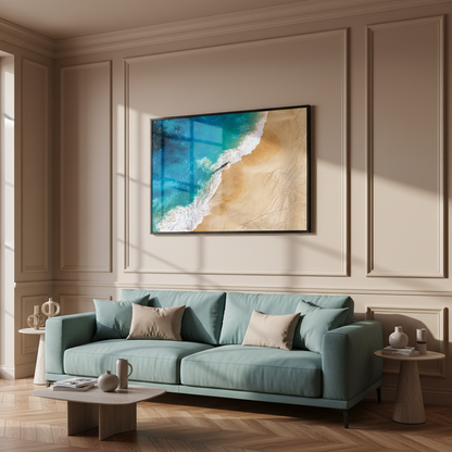 Beach blue ocean sandy shore
