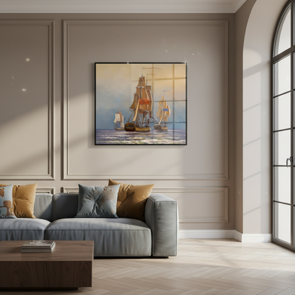 Painting two ships ocean sky