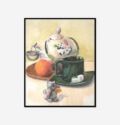 Painting teapot teacup mouse table