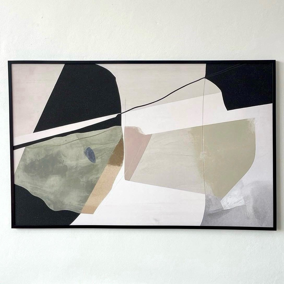 Painting woman hat black white dress