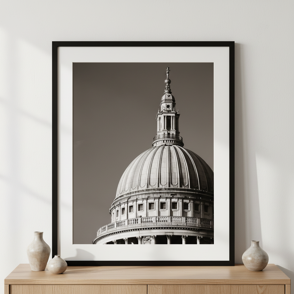 St Paul's cathedral ภาพติดผังสไตล์สแกนดิเนเวีย สำหรับตกแต่งบ้านและคอนโด พร้อมกรอบคุณภาพ