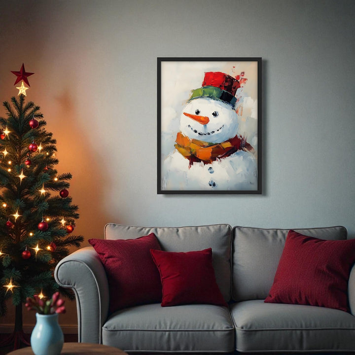 Cute Snowman Wall Print