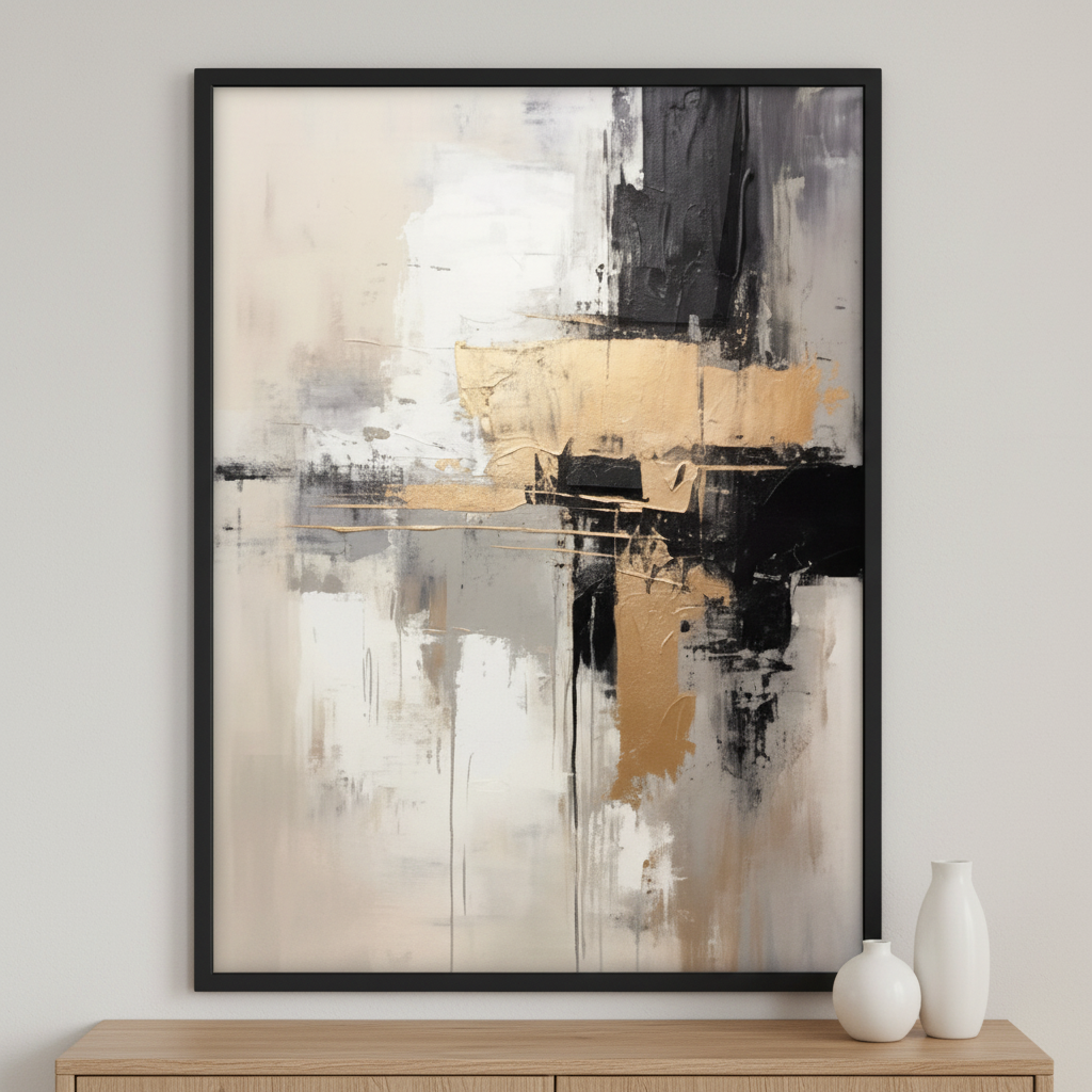 Luxury Gold Painting ภาพติดผังสไตล์สแกนดิเนเวีย สำหรับตกแต่งบ้านและคอนโด พร้อมกรอบคุณภาพ